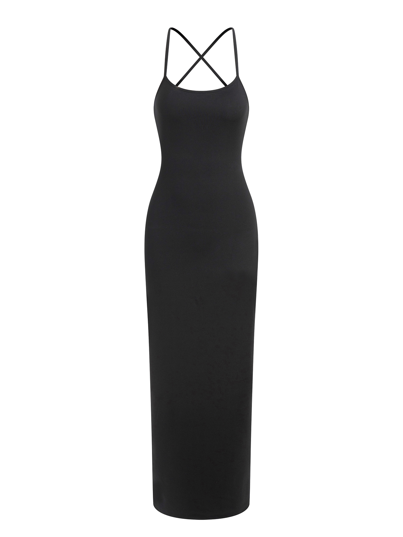 Women‘s thin shoulder straps cross-exposed back long strappy skirt pajama dress-Aegean-sea