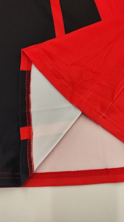 Women's Red and Black Contrast Bow - Front Long Sleeve Dress-Aegean-sea