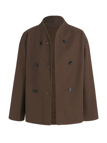 Abrigo con solapa de doble escote para mujeres-Aegean-sea