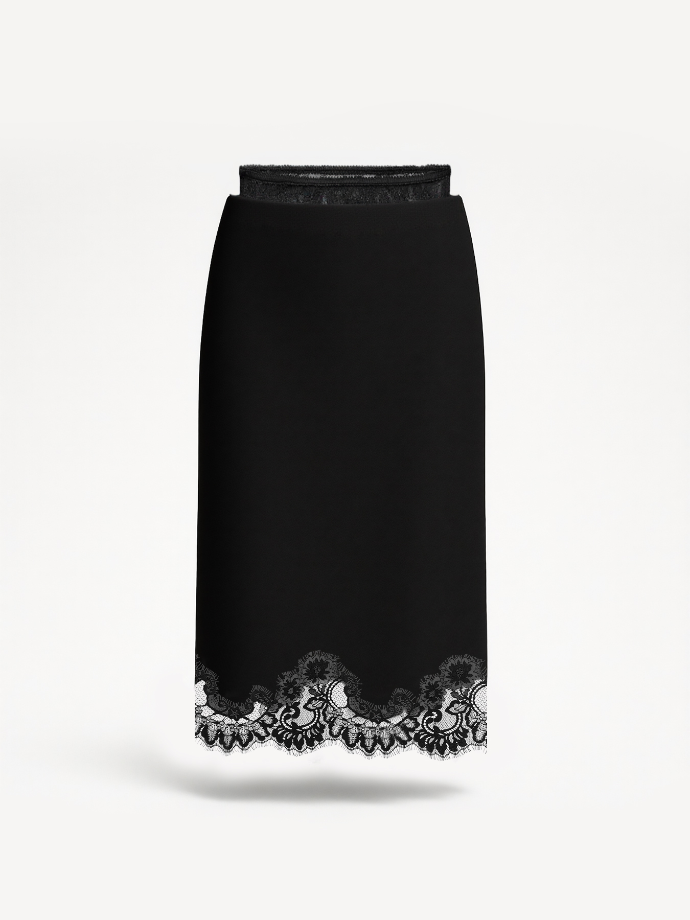2026 Spring/Summer New Style Fashion Commuting Lace Splicing Waist and Hem Slim-fit Midi Skirt