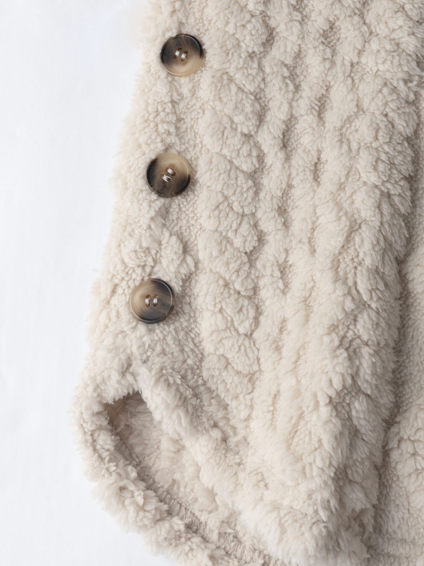 Vestido frontal sin mangas con botones de sherpa beige para mujer-Aegean-sea