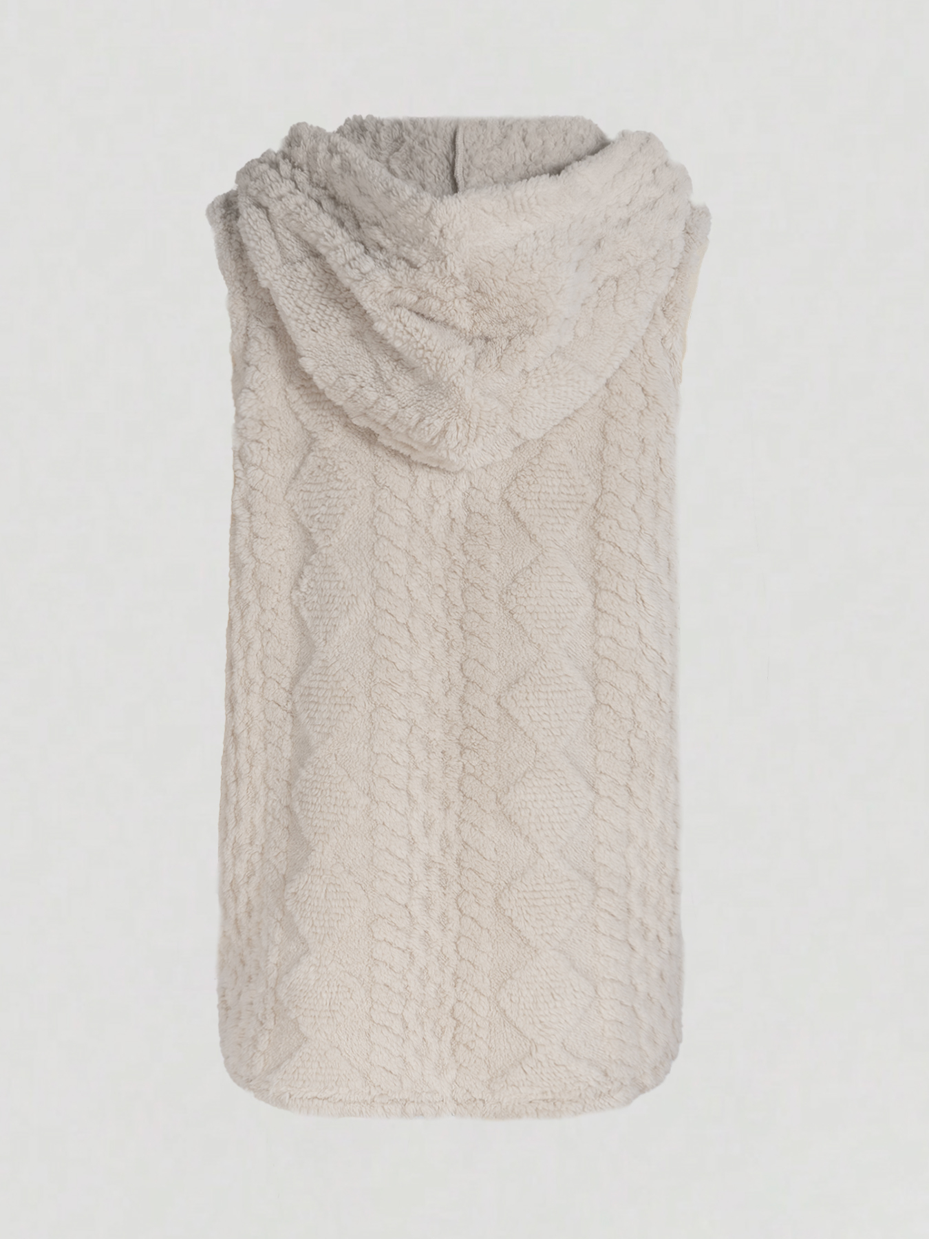 Vestido frontal sin mangas con botones de sherpa beige para mujer-Aegean-sea