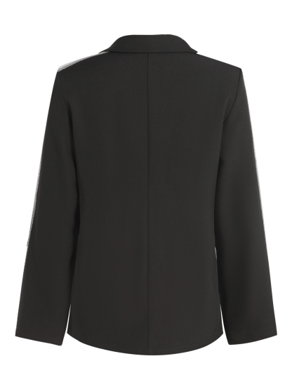 Women's Blazer with Contrast Striped Sleeve Detail-Aegean-sea