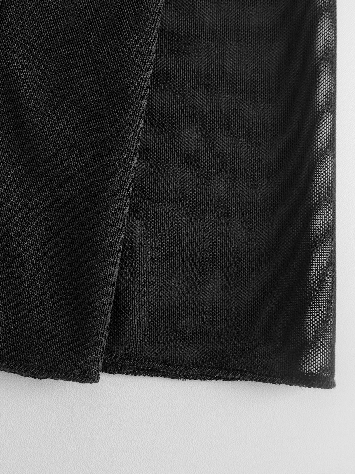 Women's Black High-Waisted Flare Pants with Mesh Panel Detailing-Aegean-sea