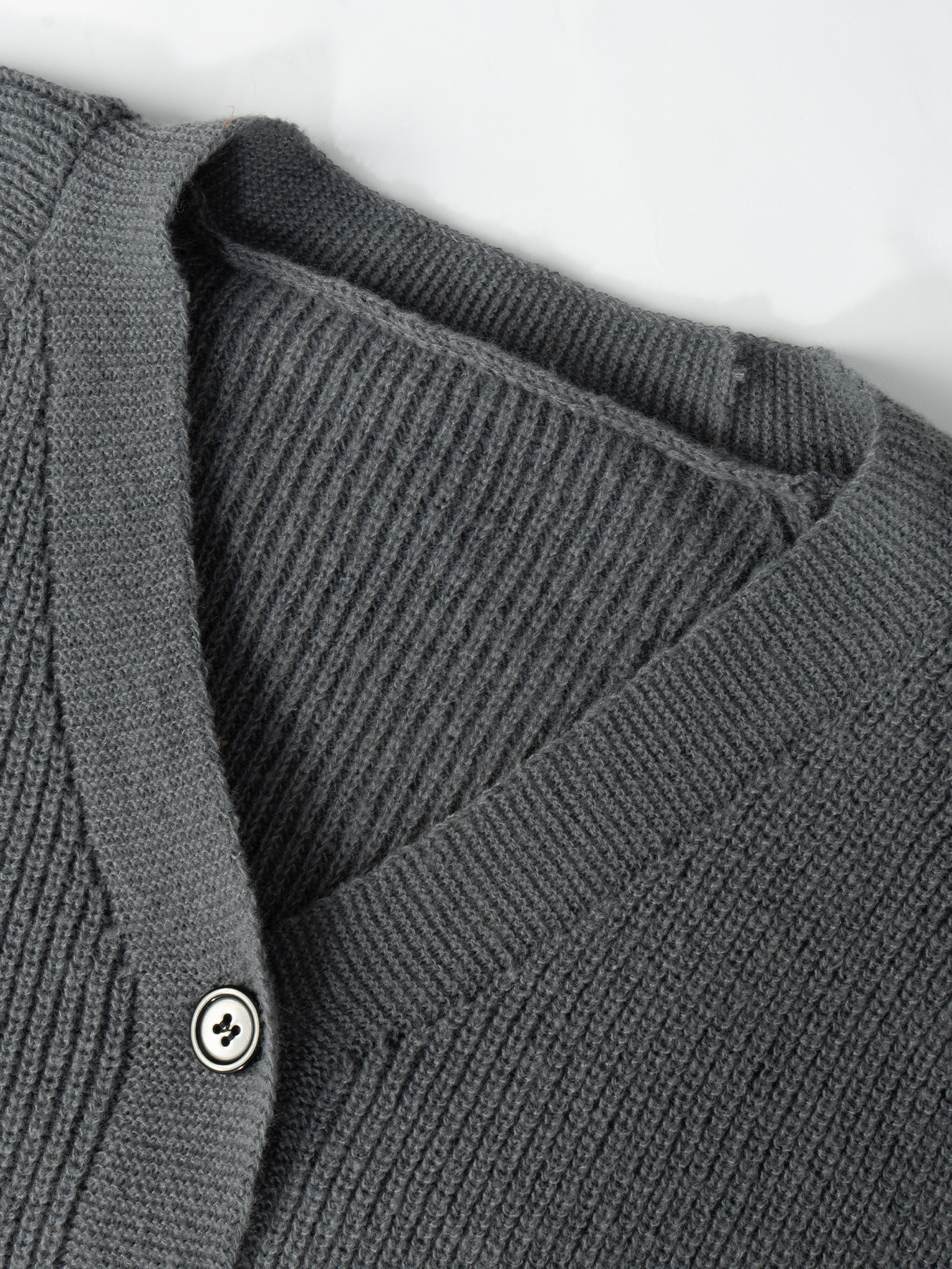 Gray Button-Front Loose Fit Knit Cardigan-Aegean-sea