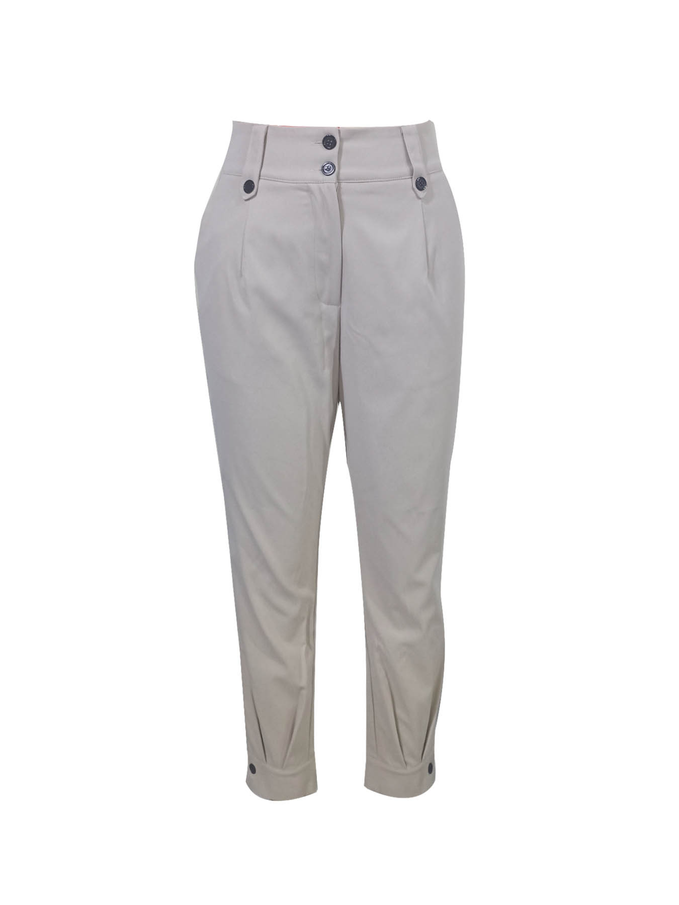 Woman's High Waist Multi-Button Slim Ankle Pants-Aegean-sea