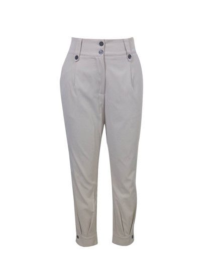 Woman's High Waist Multi-Button Slim Ankle Pants-Aegean-sea