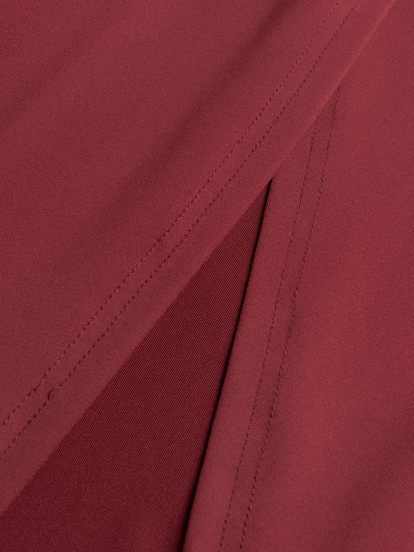 Woman's Burgundy Deep V Ruched O-Ring High Slit Dress-Aegean-sea