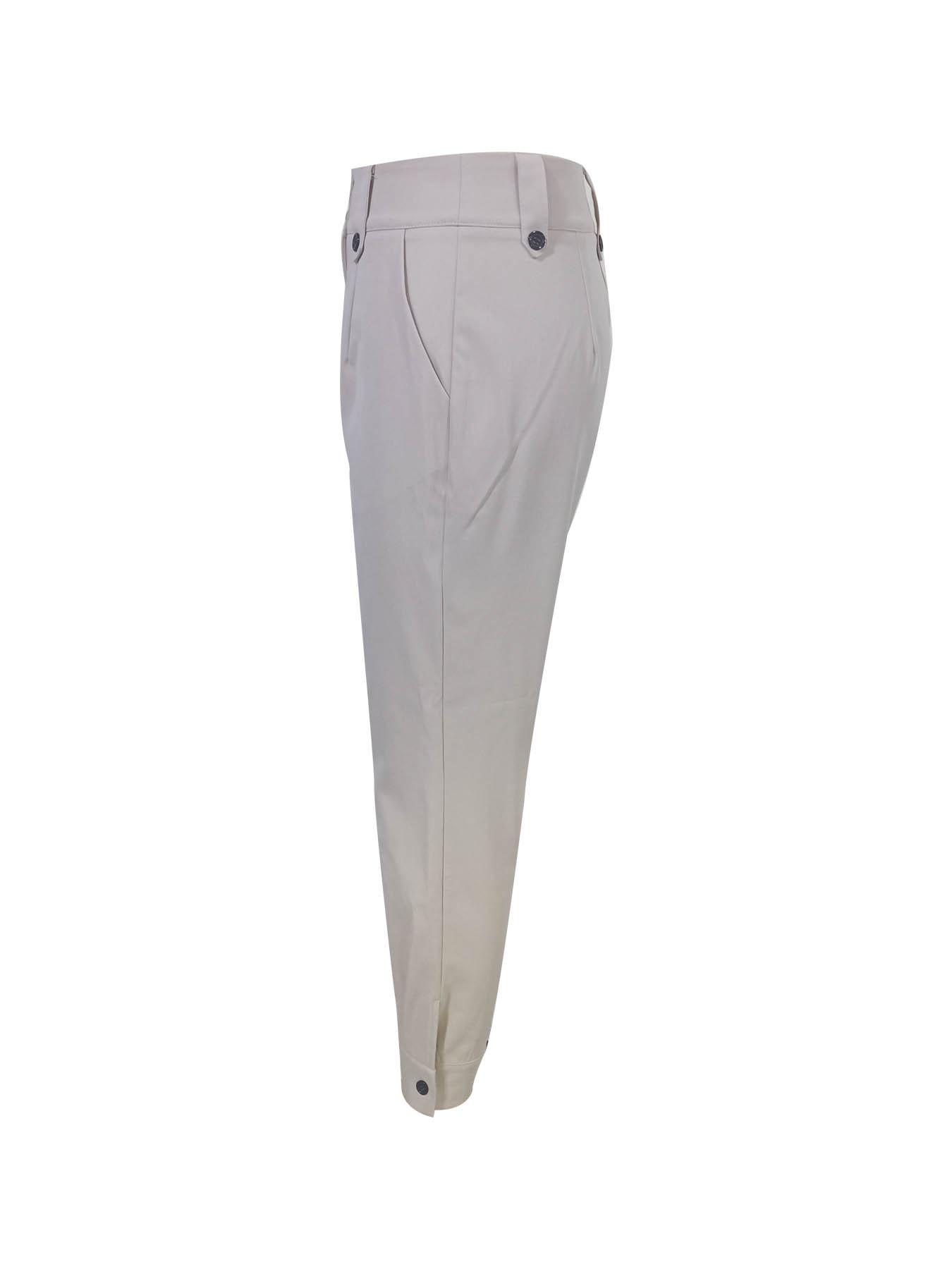 Woman's High Waist Multi-Button Slim Ankle Pants-Aegean-sea