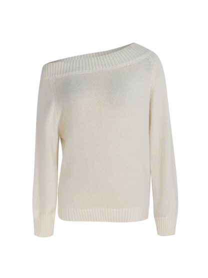 Women's Casual Off-the-Shoulder Knit Sweater-Aegean-sea