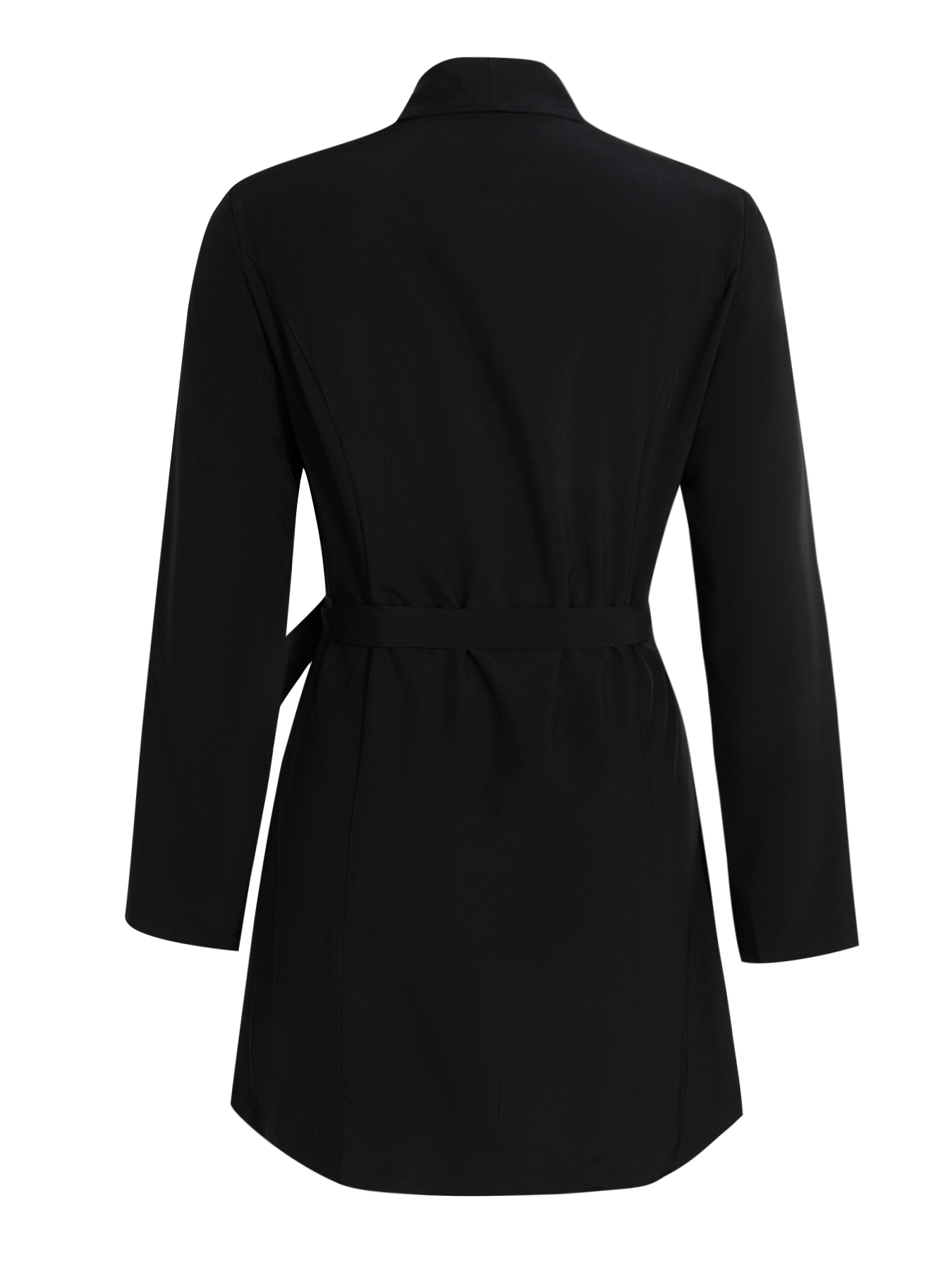 Blazer de mujer negro Cuello Vestido mini envolvente con autocinta en la cintura-Aegean-sea