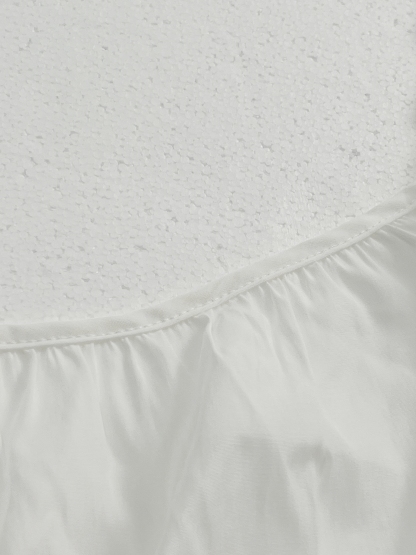 Women's White Spaghetti Strap Ruffle Hem Nightdress-Aegean-sea