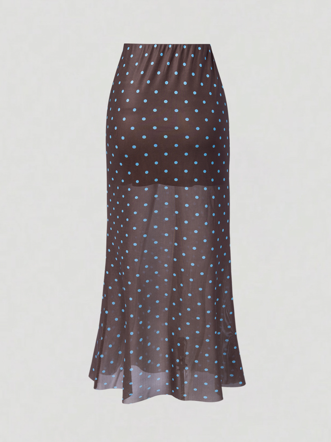 Brown-Wave Dot Perspective Pairing Half-length Skirt for Women High-Waisted Sleight-of-Way Popped Fish Tail Long Skirt