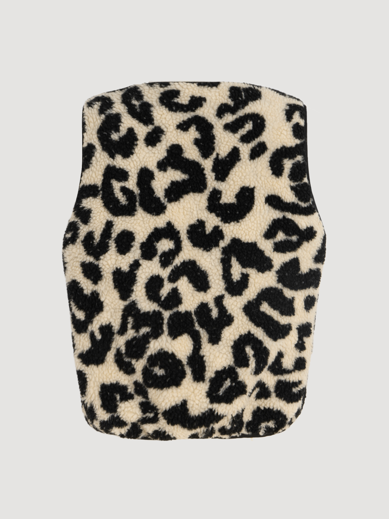 Woman's Beige & Black Leopard Print Shearling Vest-Aegean-sea
