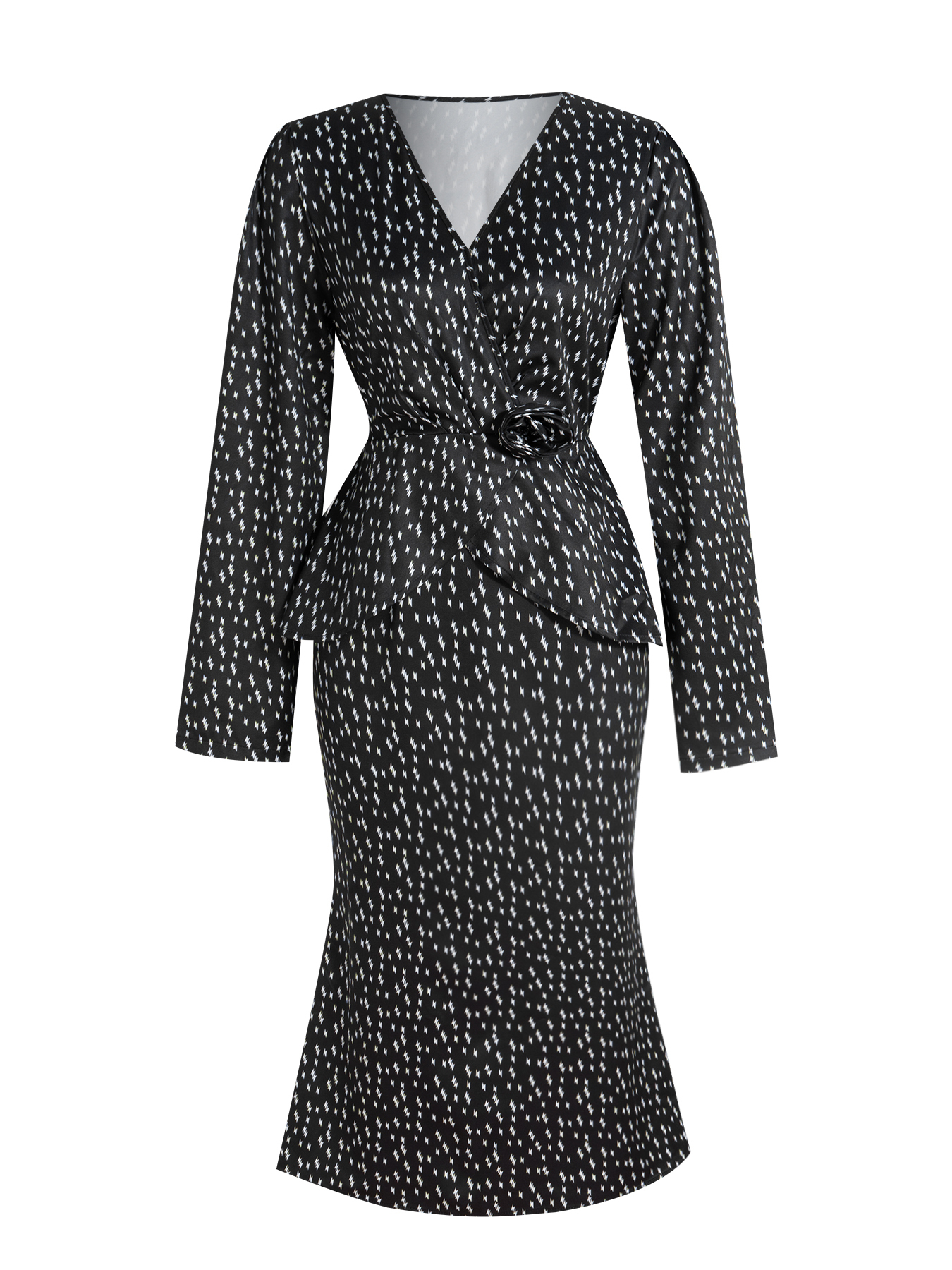 Women's Beige Knit Crop Top & High-Waisted Pleated Midi Skirt Set-Aegean-sea