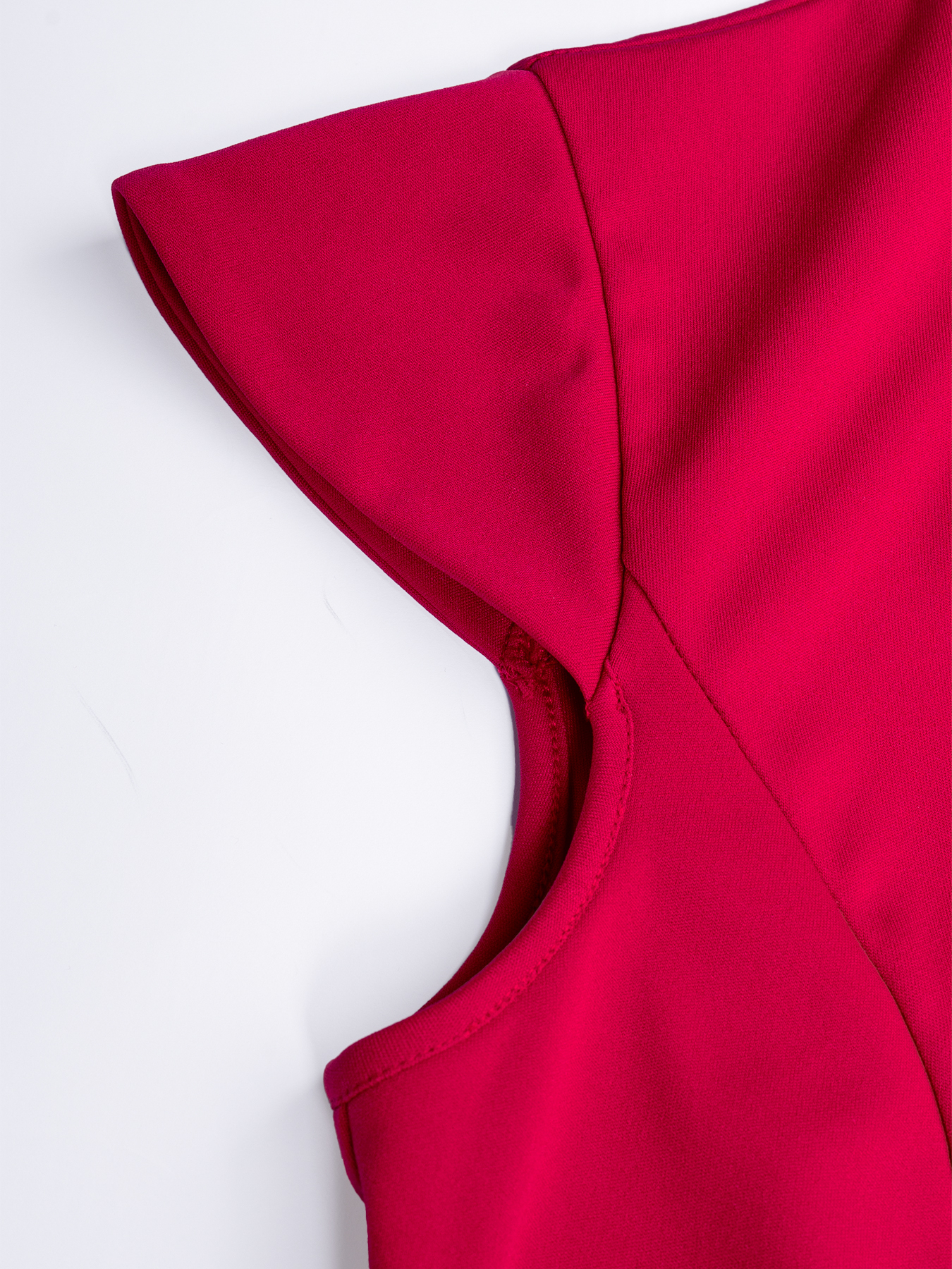 Fitted Red Midi Dress - High Neck & Asymmetrical Slit