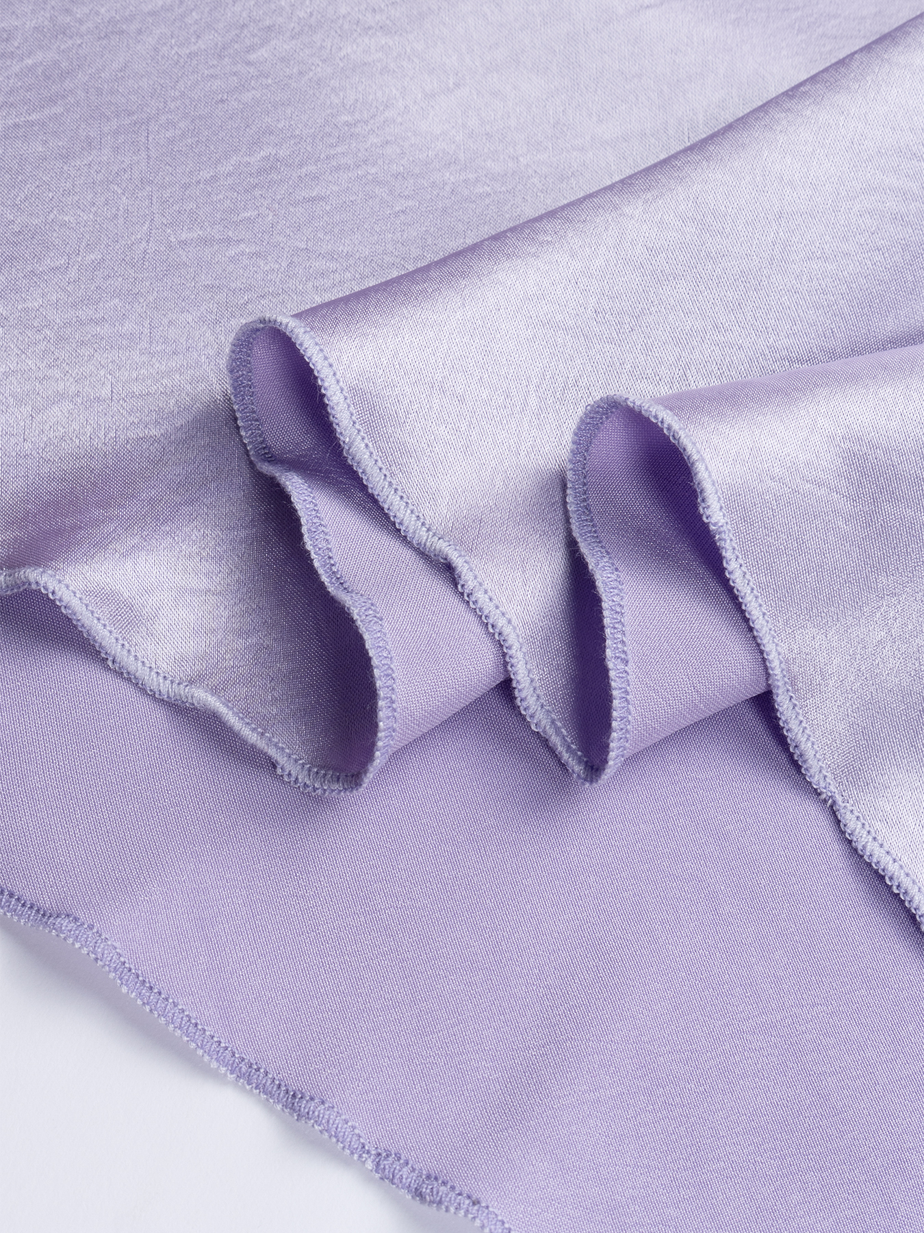 Women's Lavender Satin Midi Skirt with Ruched Asymmetric Waist Detail-Aegean-sea