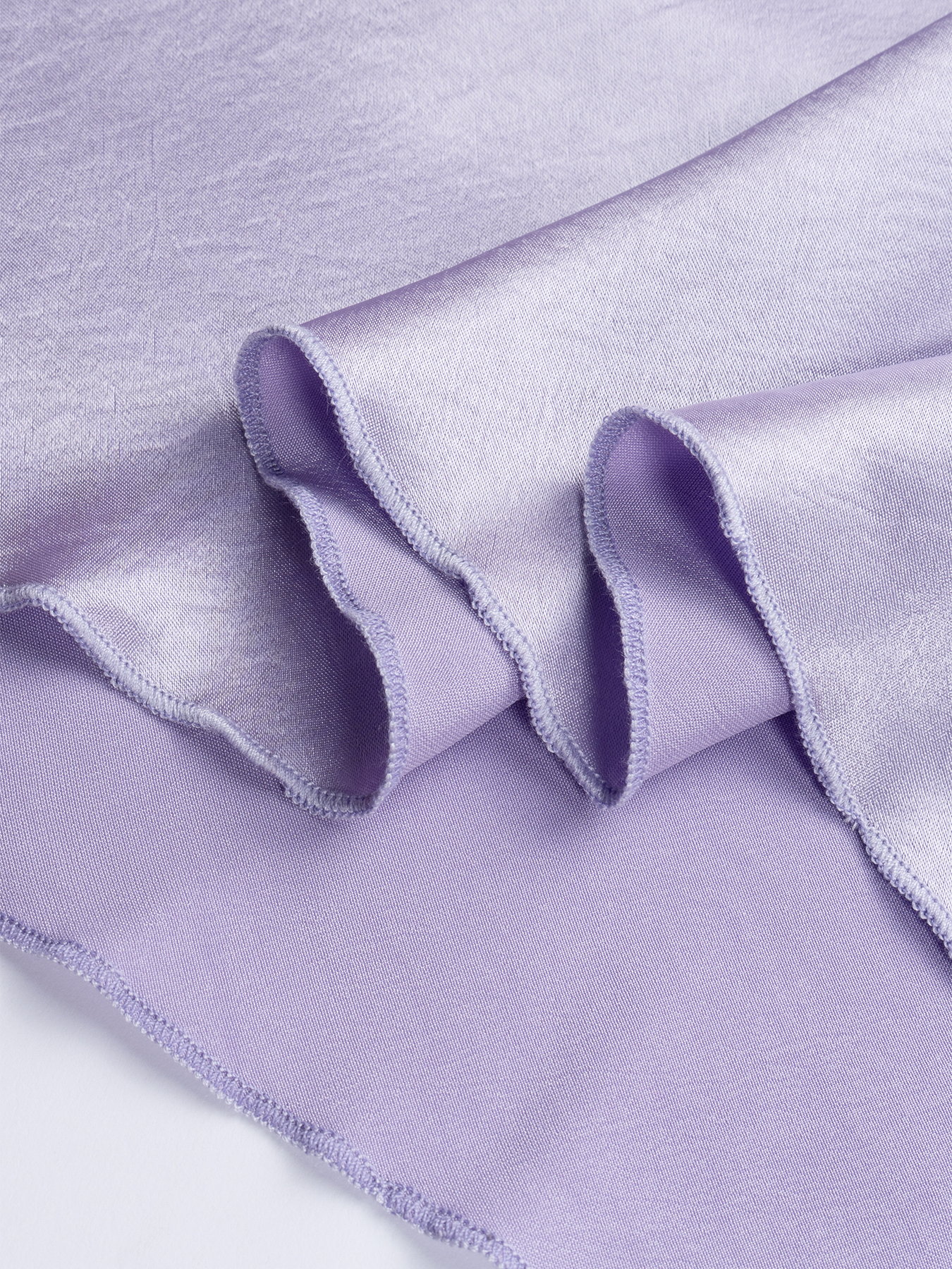 Women's Lavender Satin Midi Skirt with Ruched Asymmetric Waist Detail-Aegean-sea