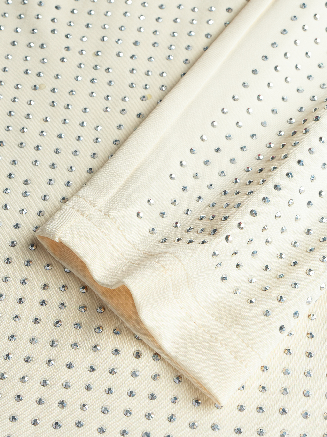 Woman's Cream Sequin Cowl Neck Long Sleeve Top with Lace Detail