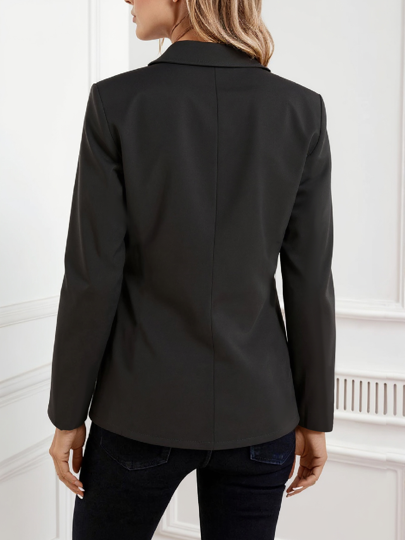 Women's Blazer with Contrast Striped Sleeve Detail-Aegean-sea