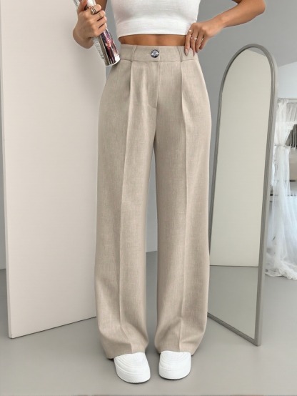 Women's Solid Color Loose Wide-leg Trousers