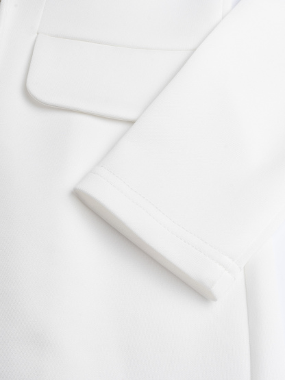 White Blazer Dress with Embellished Double Buttons-Aegean-sea