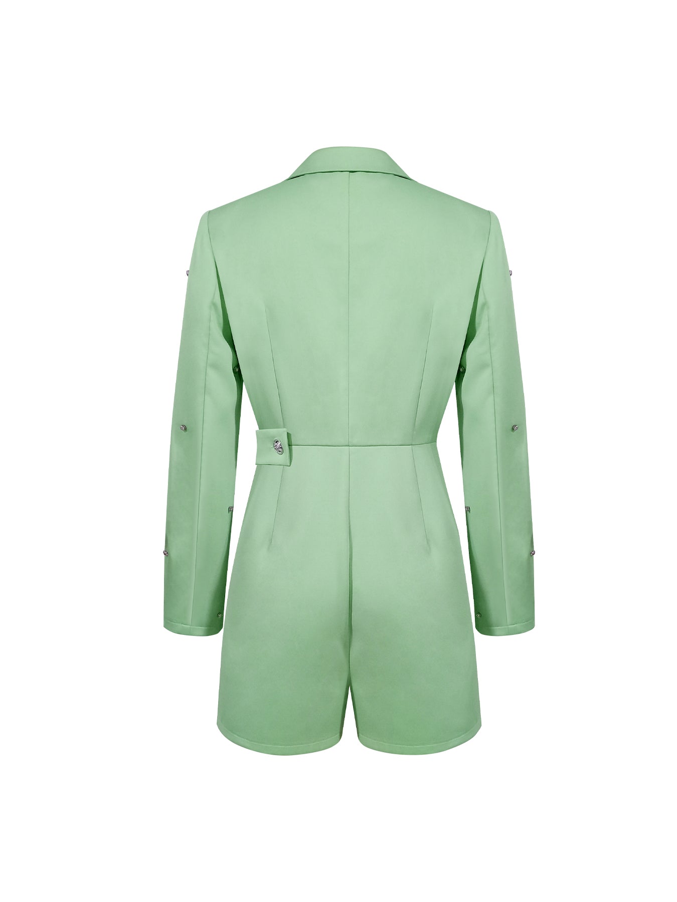 Women's V-neck Button Sleeve Diamond Long Sleeve Slim Fit Jumpsuit-Aegean-sea