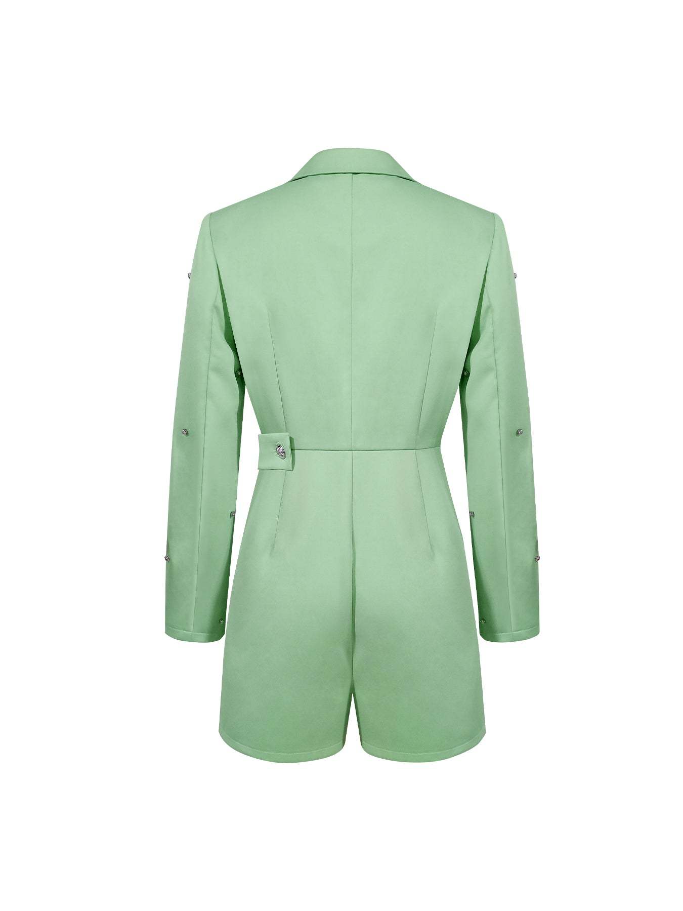 Women's V-neck Button Sleeve Diamond Long Sleeve Slim Fit Jumpsuit-Aegean-sea