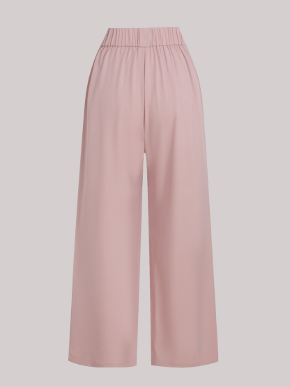 Pantalones anchos de cintura alta de color rosa para mujer-Aegean-sea