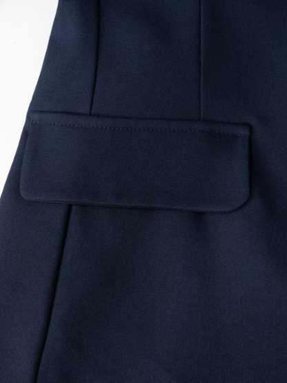 Navy Blue Double-Breasted Blazer with Gold-Tone Buttons