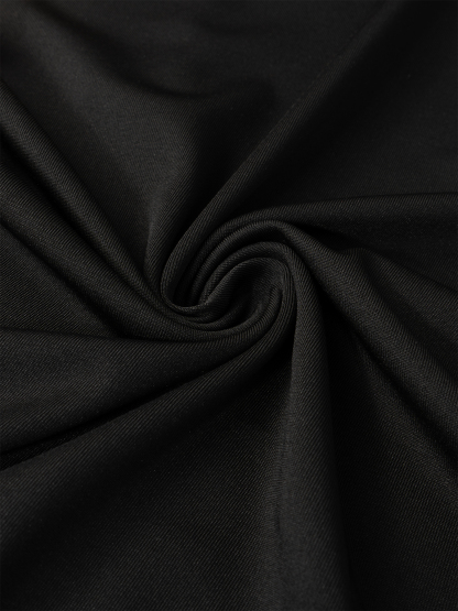 Women's Black Turtleneck Top with Leopard Print Panel and Button Detail-Aegean-sea