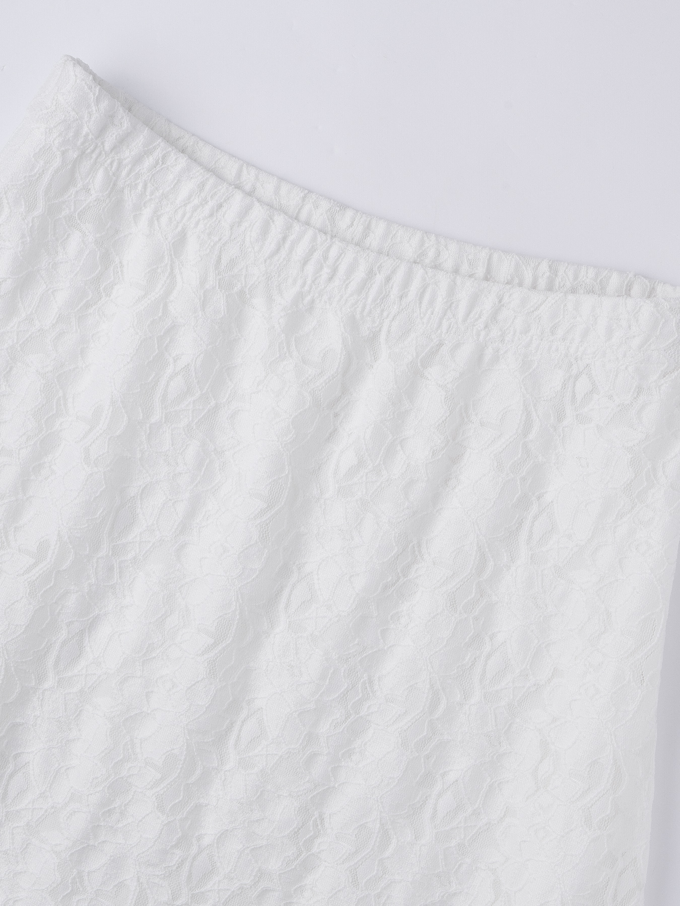 White lace high-waisted full-length skirt, holiday-style short skirt