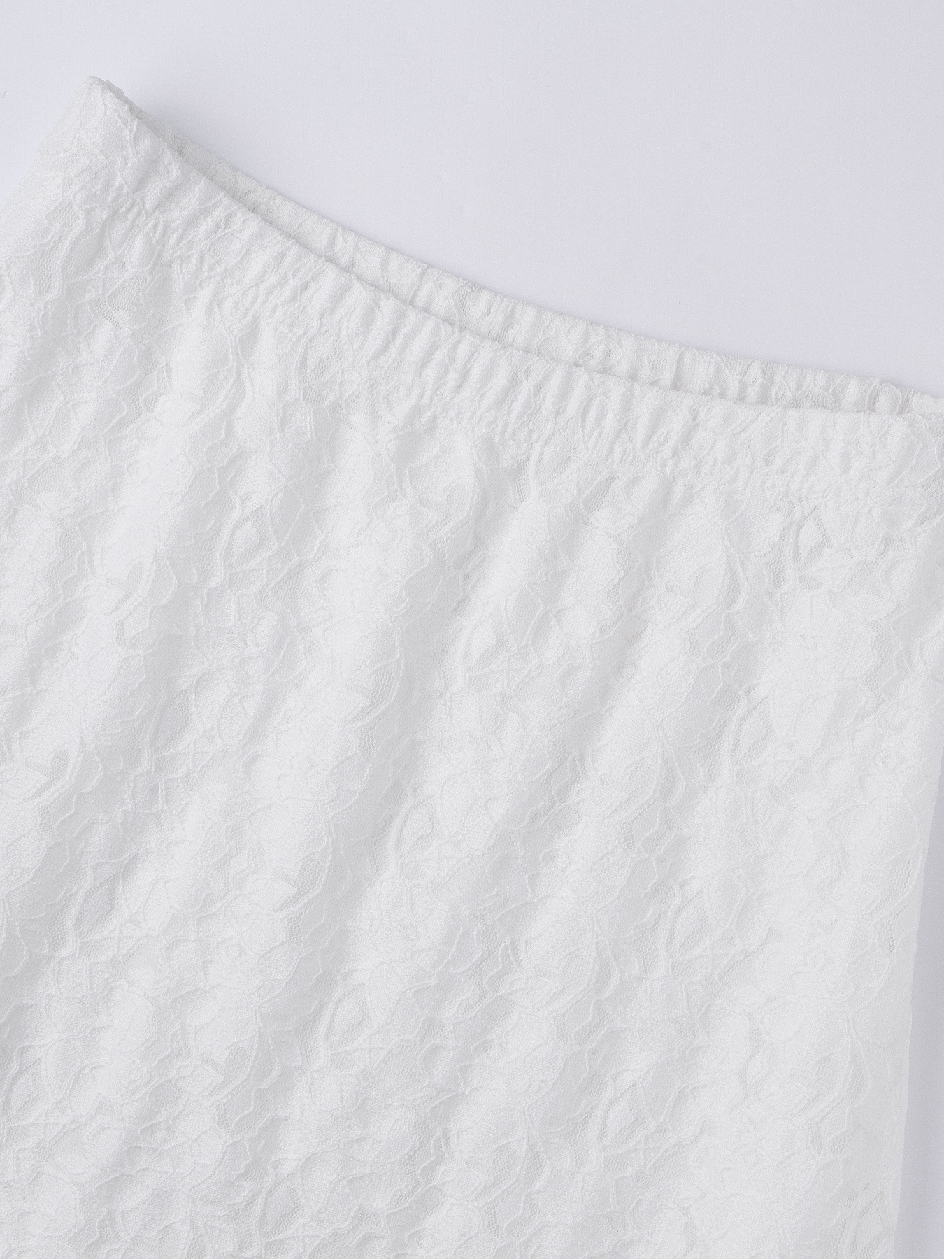 White lace high-waisted full-length skirt, holiday-style short skirt