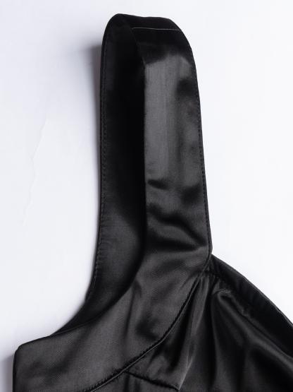 Woman's Hot Girl Sexy Style Black Satin Bustier Dress: Fitted Mini Party Formal Dress 