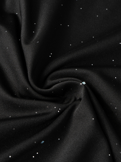 Black Mesh Minidress with Long-Sleeve Spangled and Women‘s Bodysuit-Aegean-sea