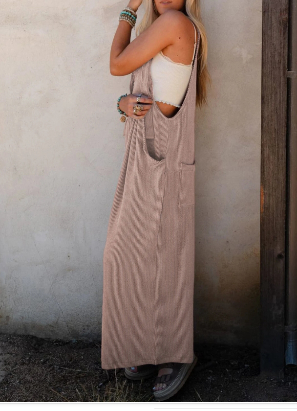 Corded Adjustable Straps Wide Leg Loose Overalls