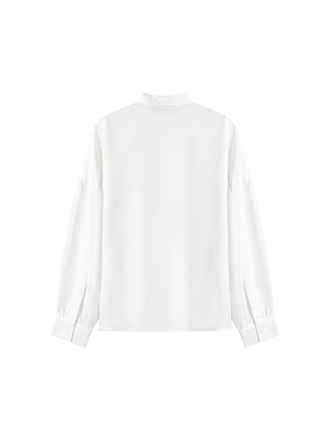 Women's White Blouse with Statement Buttons and Lantern Sleeves-Aegean-sea