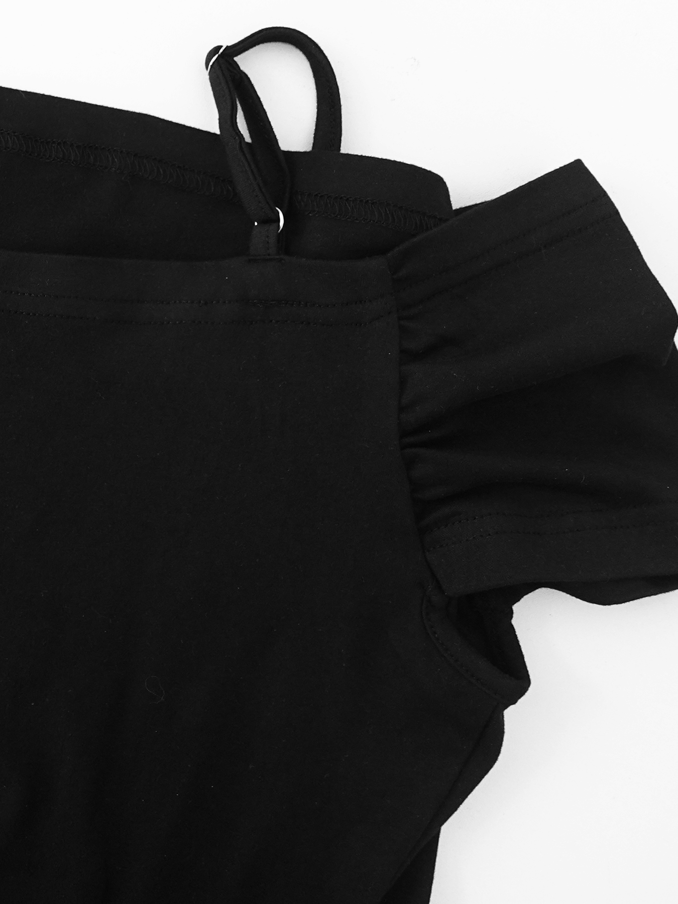 Woman's Off-Shoulder Spaghetti Strap Ruched Short Sleeve Bodysuit-Aegean-sea