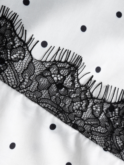 2026 Spring/Summer New Arrival: Elegant Commuter-Style Midi Skirt with Lace Trim and Color-Blocking Satin Lace