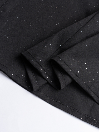 Women's Black polka dot sleeveless mid-length evening dress-Aegean-sea