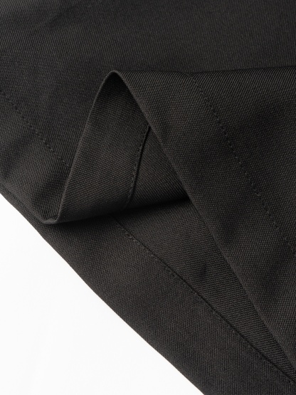 Woman's  Office Casual Style Black High-Waisted Wide-Leg Suit Pants -Aegean-sea