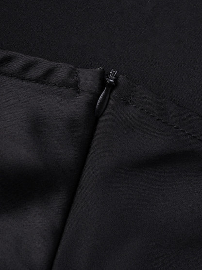 Black Neckholder Satin Lace Dress Sleeveless Suspended Collar Body-Tight Long Skirt