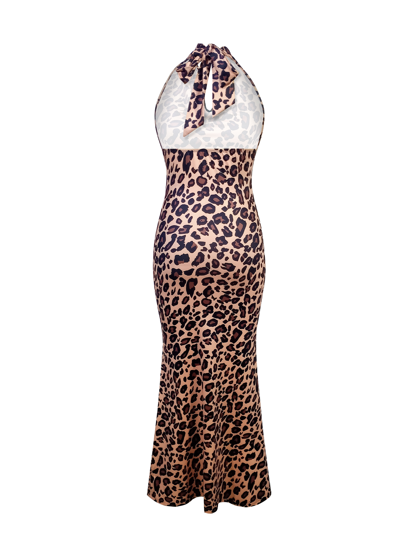 Vestido Maxi de sirena sin espalda con tirantes de estampado de leopardo salvaje vintage para mujer-Aegean-sea