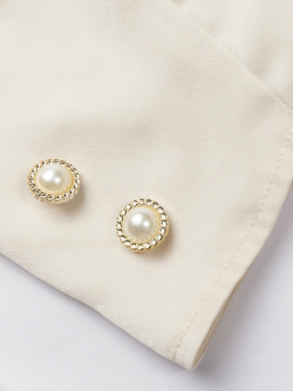 Women's Apricot-colored waist-tight skirt-flapped suit jacket-Aegean-sea