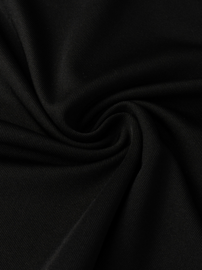 Woman's Black Lace Embellished Long-Sleeve Loose Wide-Leg Pants Comfortable Loungewear Two-Piece-Aegean-sea