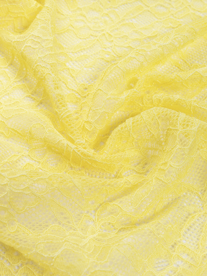 Woman's Light Yellow Lace Cami Top & Sheer Lace High-Waist Maxi Skirt Set