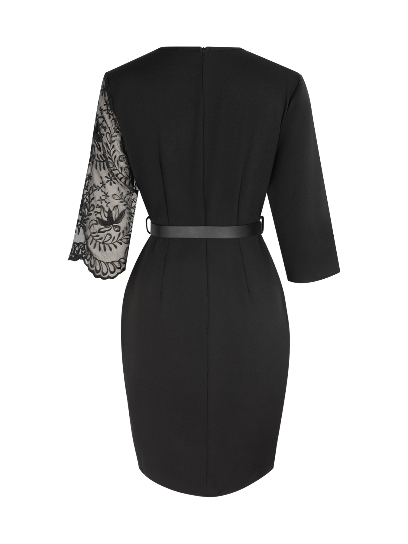 Black lace-stitched suit dress Cut-waisted split skirt Hot girl-style work-to-work party dress