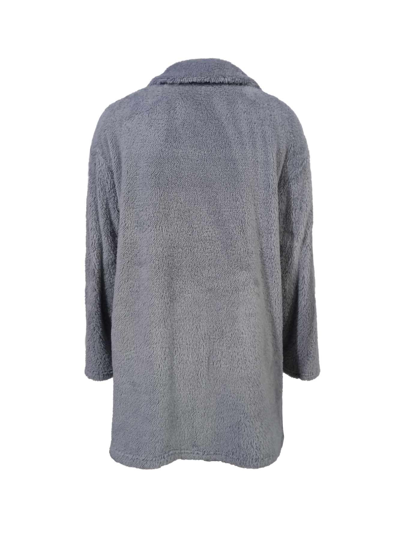 Abrigo largo de felpa con cremallera para mujer-Aegean-sea