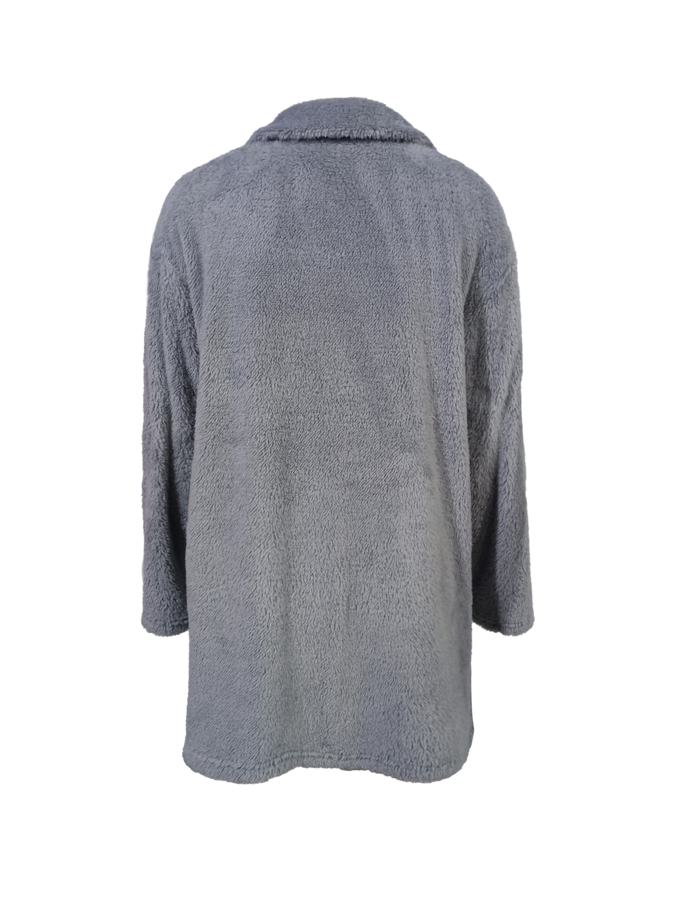 Abrigo largo de felpa con cremallera para mujer-Aegean-sea