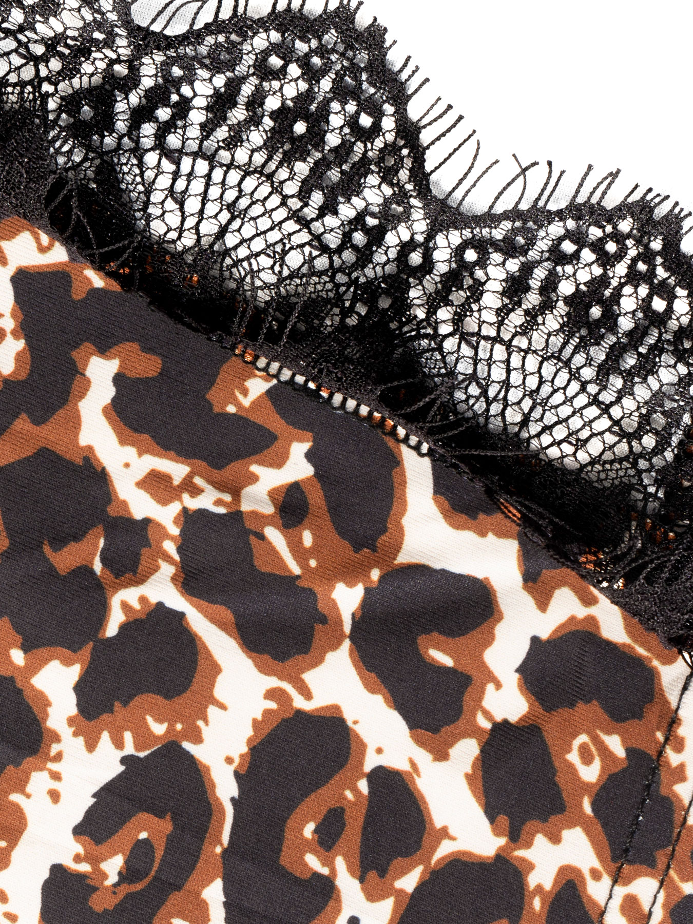 Women's Leopard Print Spaghetti Strap Bodycon Dress with Lace Detail-Aegean-sea